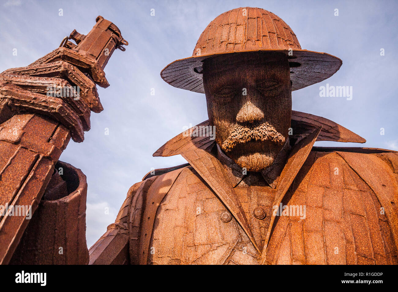 The statue of Tommy, Soldier 1101,on the seafront  at Seaham,England,UK Stock Photo