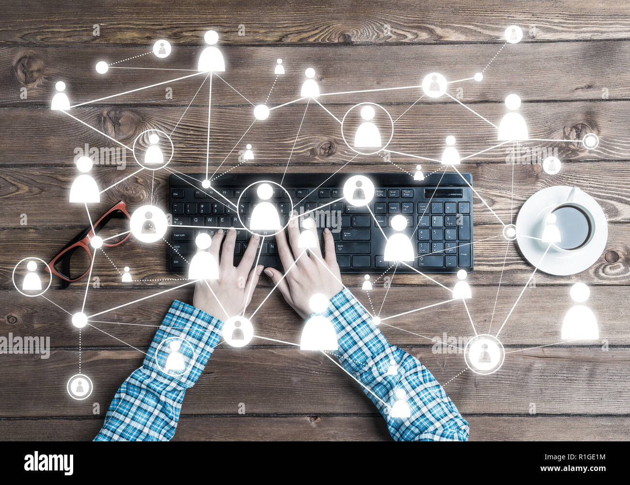 Concept of social communication and networking with social connection ...