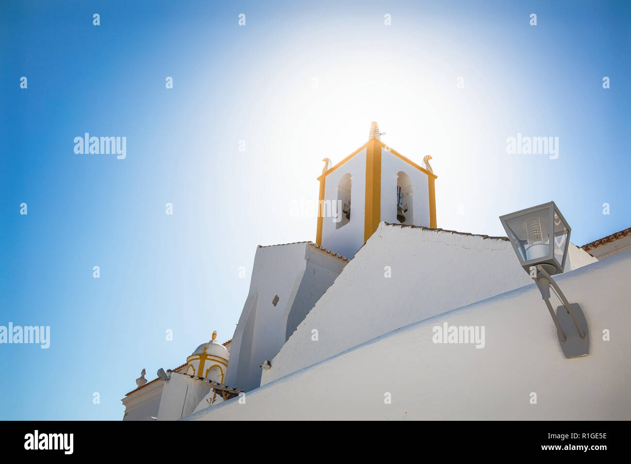 Church tower in Tavira, Algarve region, Portugal Stock Photo
