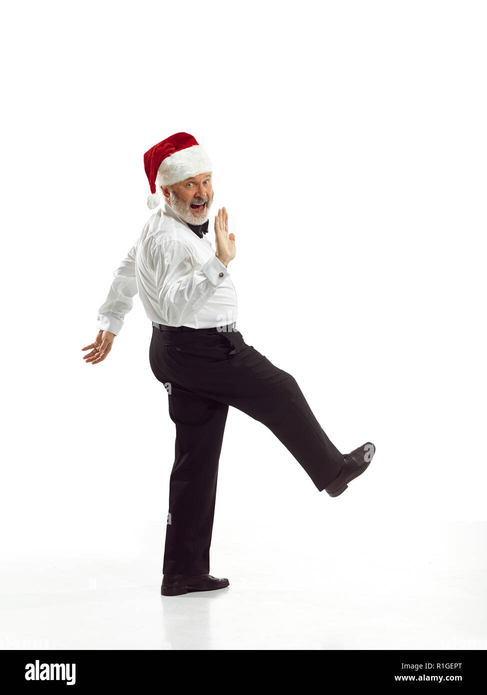 Portrait of Man in Santa Claus Costume - with a Luxurious White Beard ...