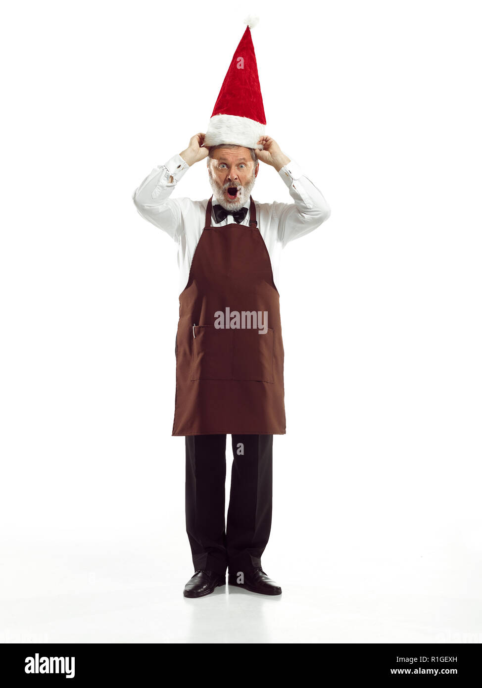 Portrait of Man in Santa Claus Costume - with a Luxurious White Beard ...