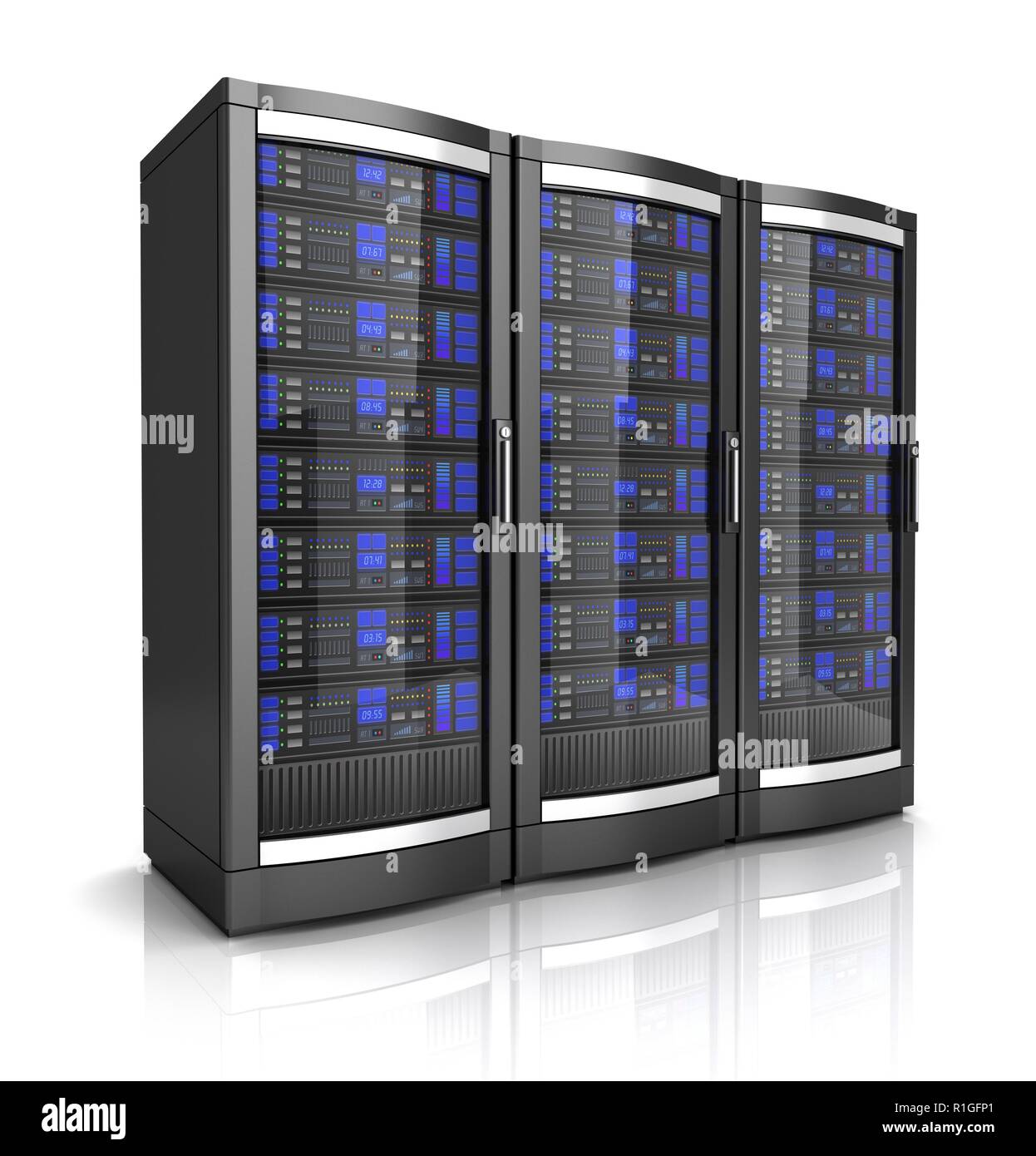 network workstation servers 3d illustration isolated on white ...