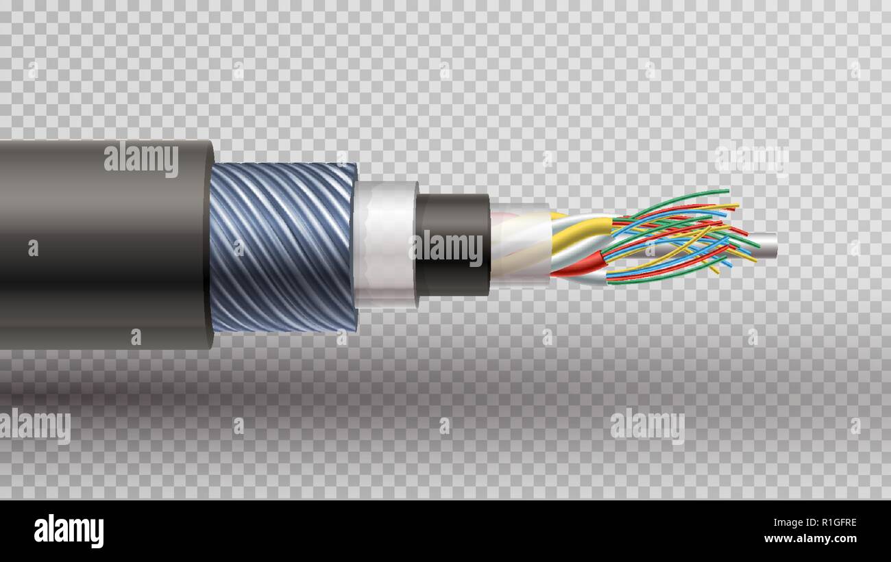 Rector realistic  illustration of fiber optic tight buffered  Stock Vector