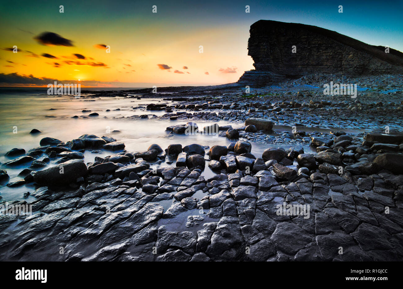 Nash Point, at low tide. Southwest Wales Stock Photo