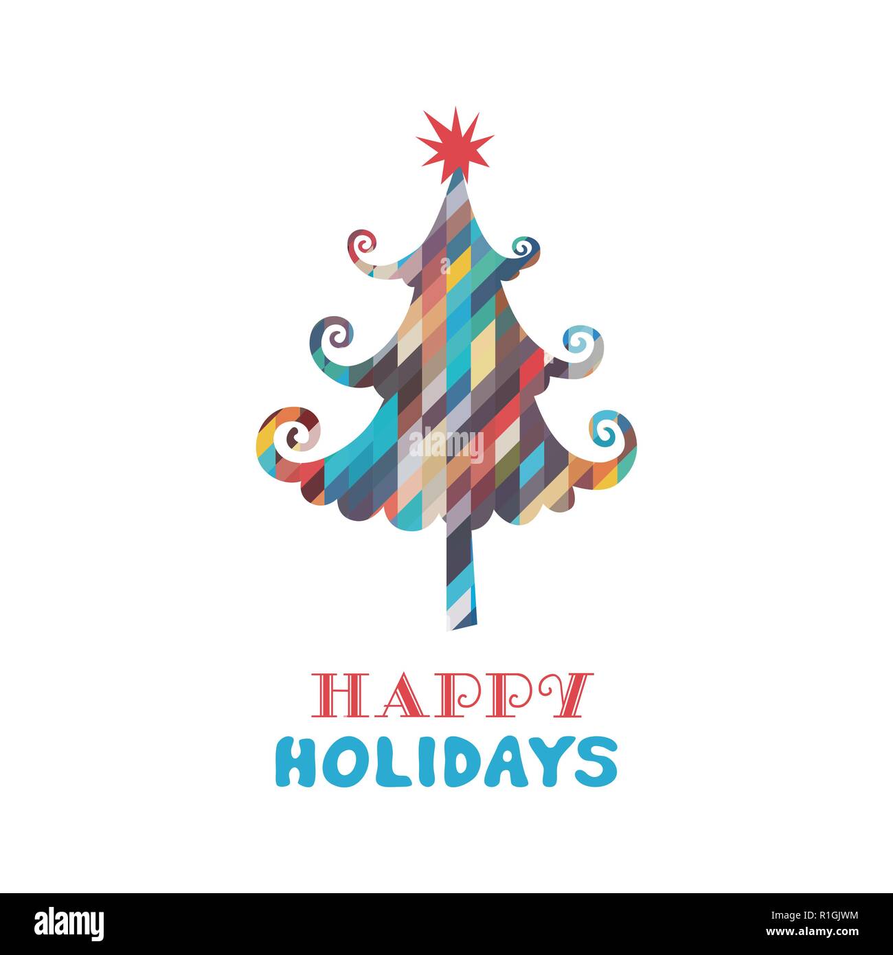 Vintage christmas tree illustration Stock Vector Images - Alamy