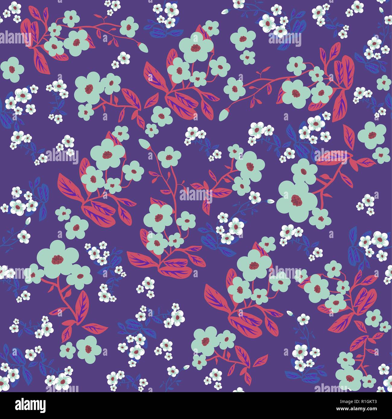 Blue flowers seamless pattern Stock Vector