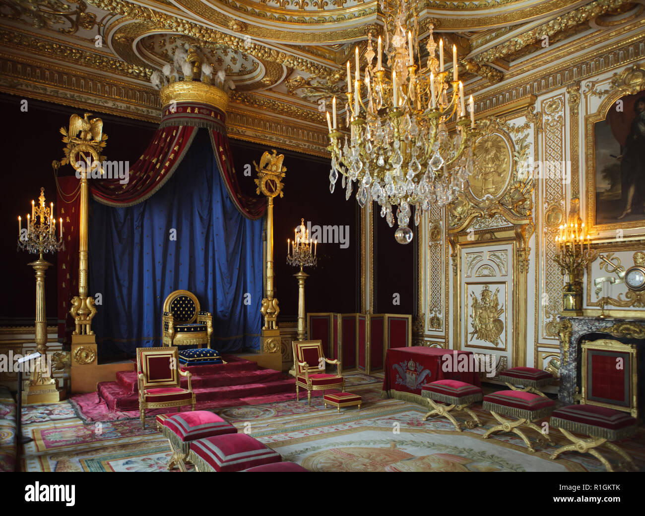 Throne Room redesigned for Napoleon Bonaparte in the Palace of Fontainebleau  (Château de Fontainebleau) near Paris, France Stock Photo - Alamy