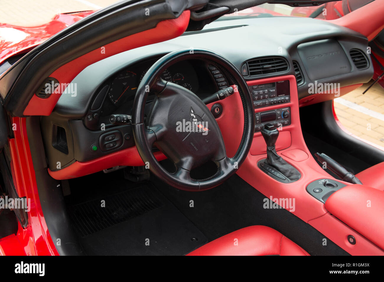 Interior of Chevrolet Corvette. Stock Photo