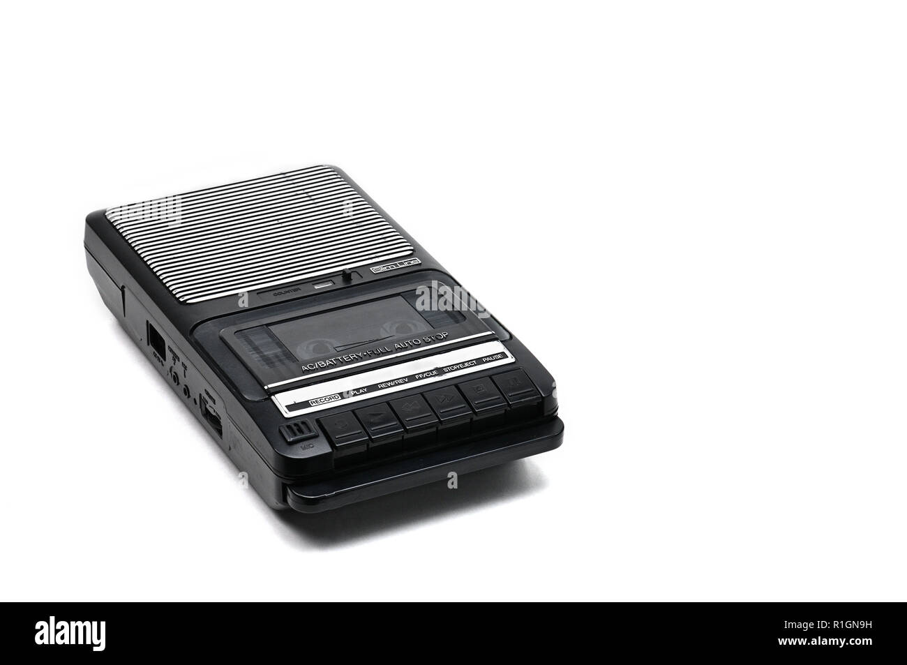 Cassette tape recorder for recording and playing audio cassettes on an