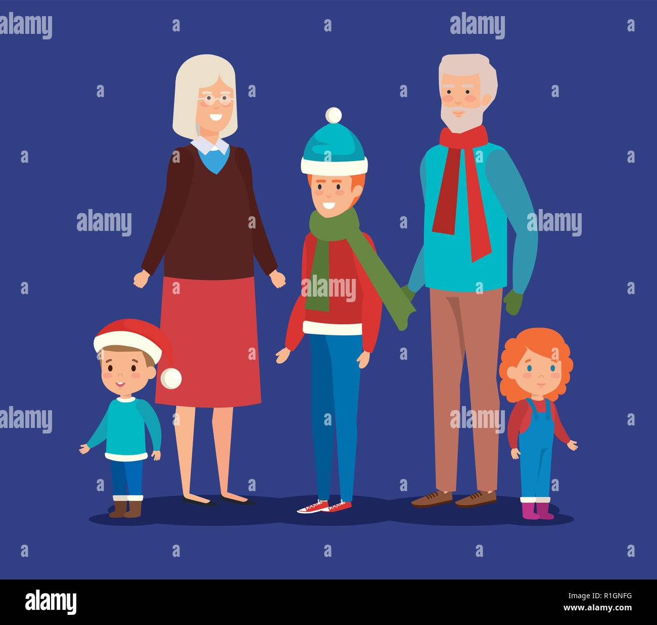 family members with winter clothes Stock Vector Image & Art - Alamy