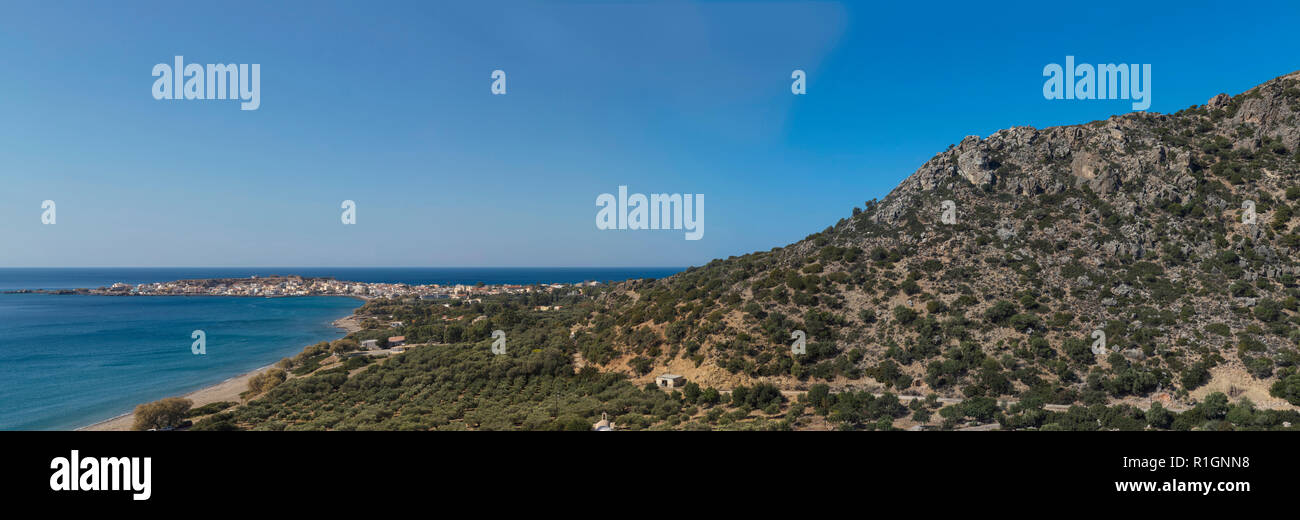 Aerial view of Paleochora, a small village on the southwest coast of Crete, Greece Stock Photo