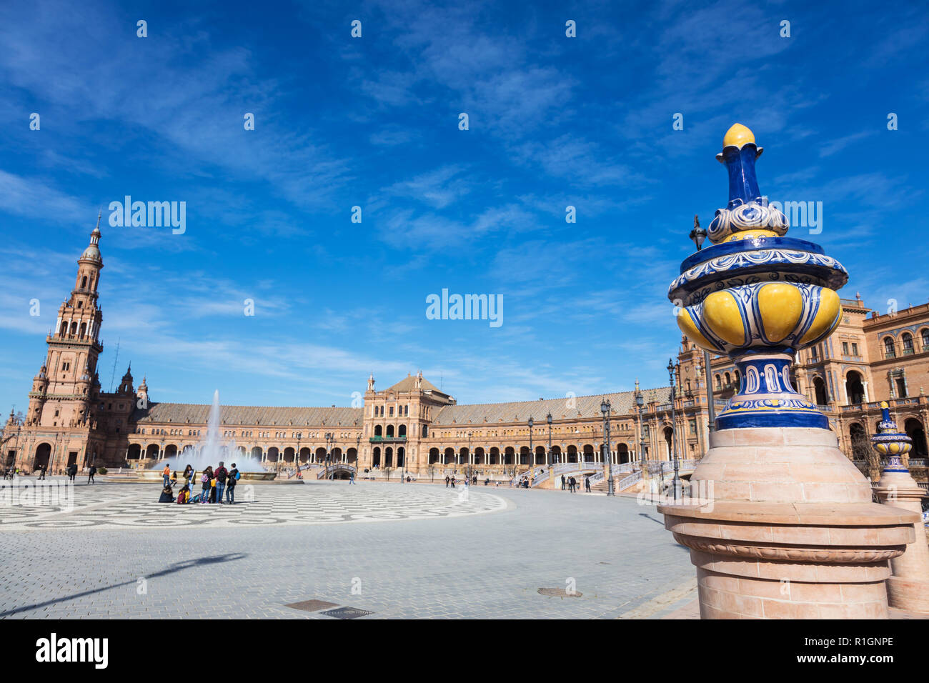 Seville, Andalusia, Spain : Spain Square (Plaza de Espana) was built in 1928 Stock Photo