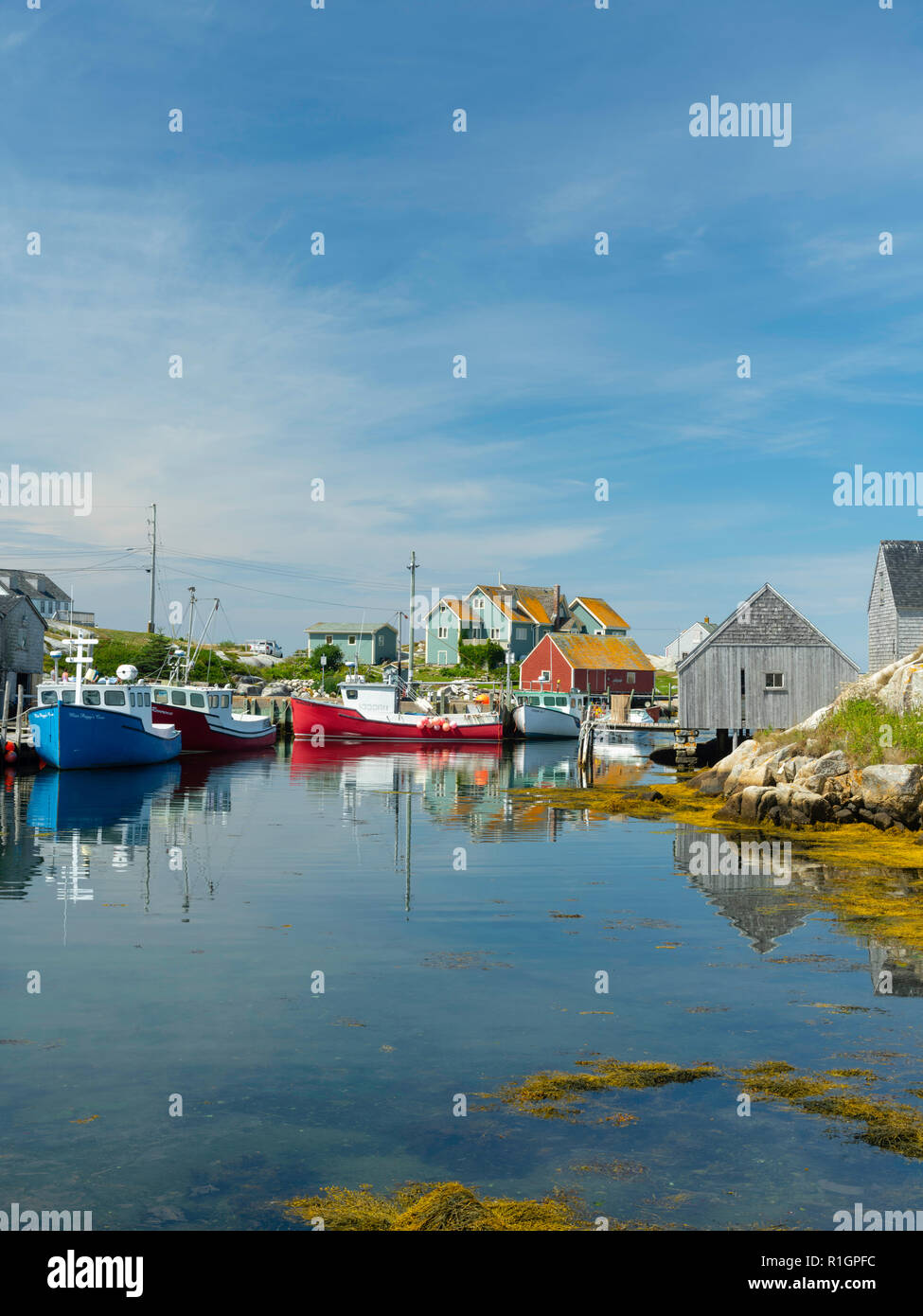 Image of fishing boats in Peggy's Cove, Nova Scotia, Canada. Stock Photo