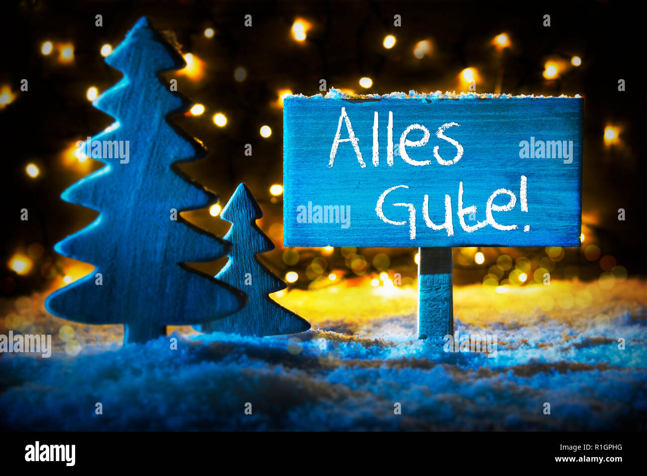 Christmas Tree, Alles Gute Means Best Wishes Stock Photo