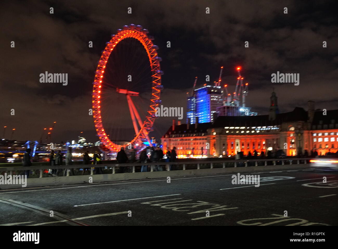 London Eye at night Stock Photo