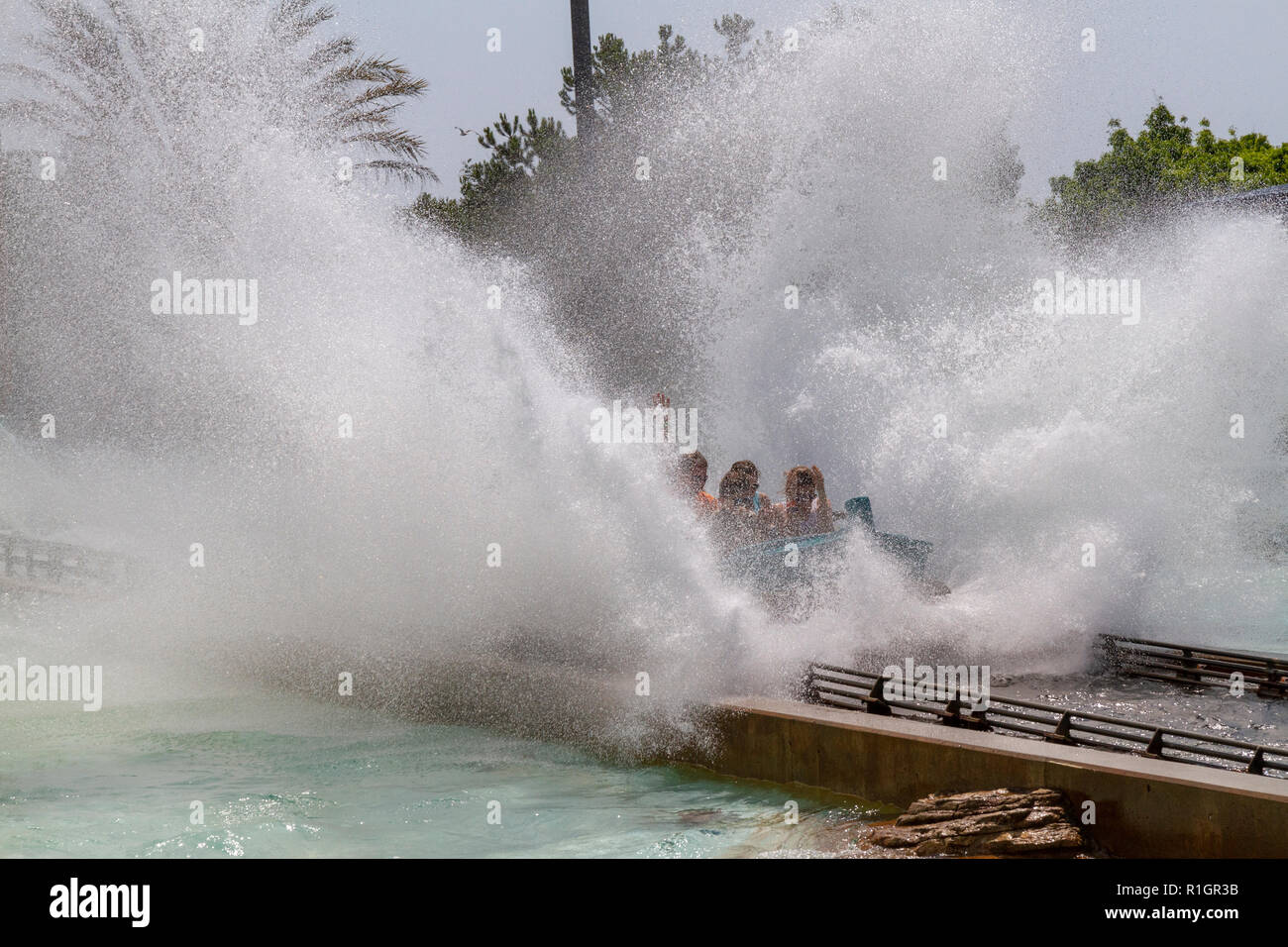Water Ride Splashing Visitors splashing down on the water slide ride in SeaWorld (Journey to ...