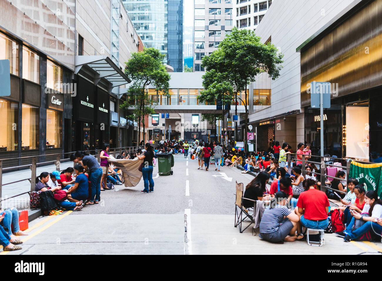 Sonntags in Hong Kong Philippinische Haushalthilfen Stock Photo