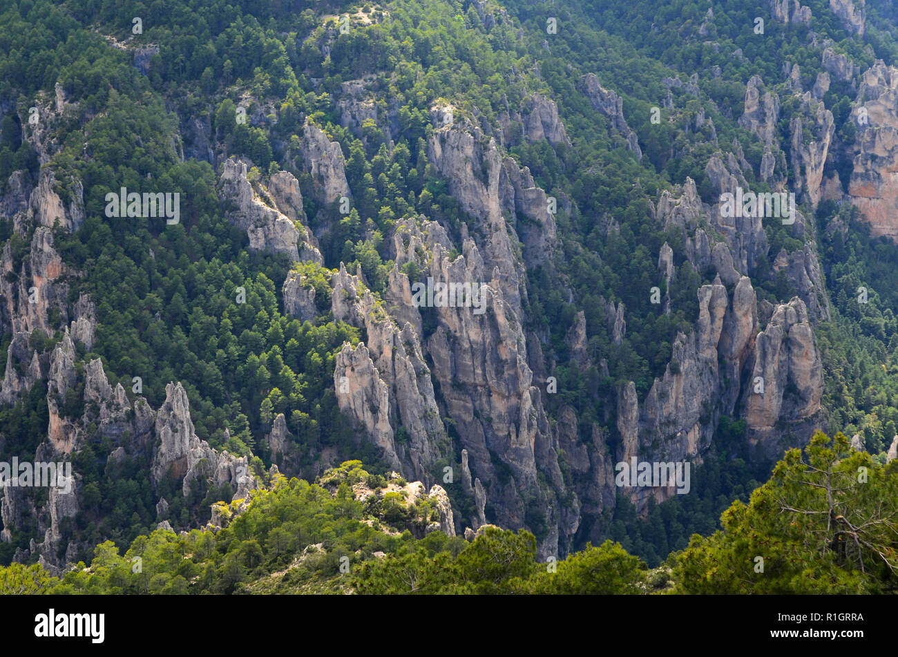 Els Ports Natural Park, a limestone mountain massif at the border between Aragon and Catalonia Stock Photo