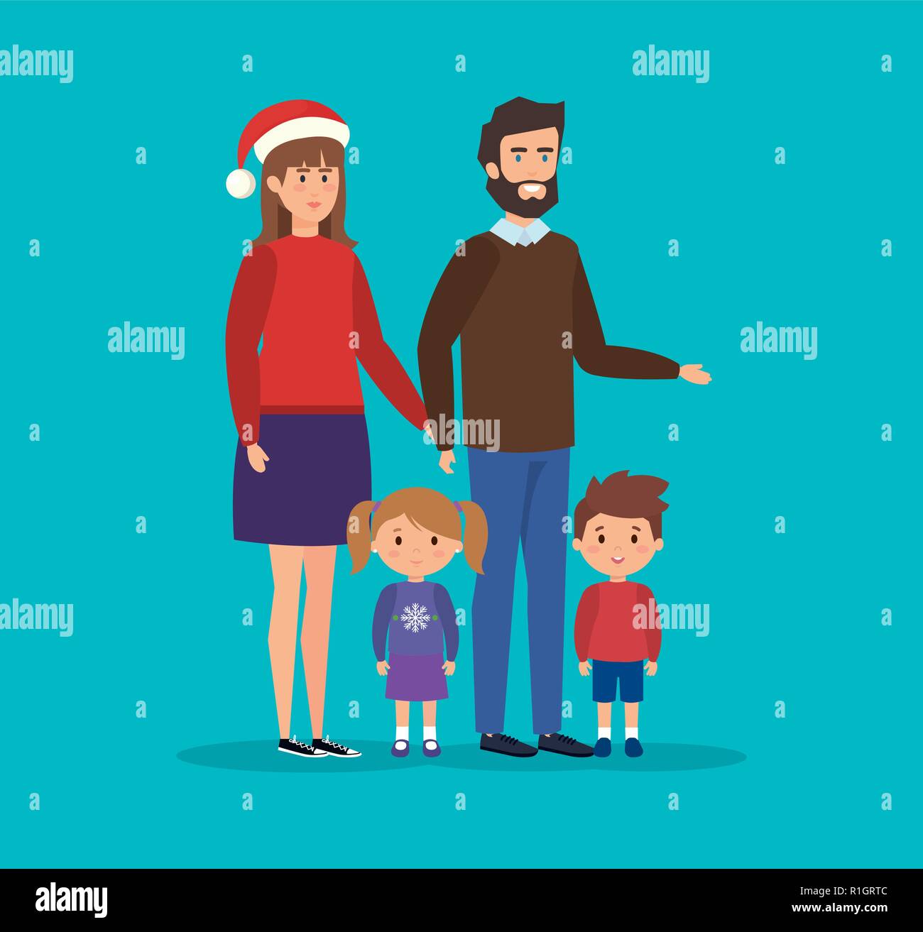 family members with winter clothes Stock Vector Image & Art - Alamy