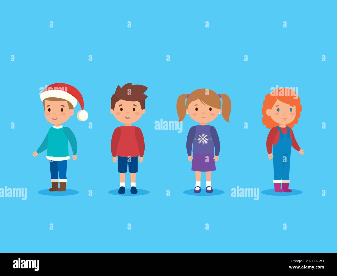 little kids with winter clothes Stock Vector Image & Art - Alamy