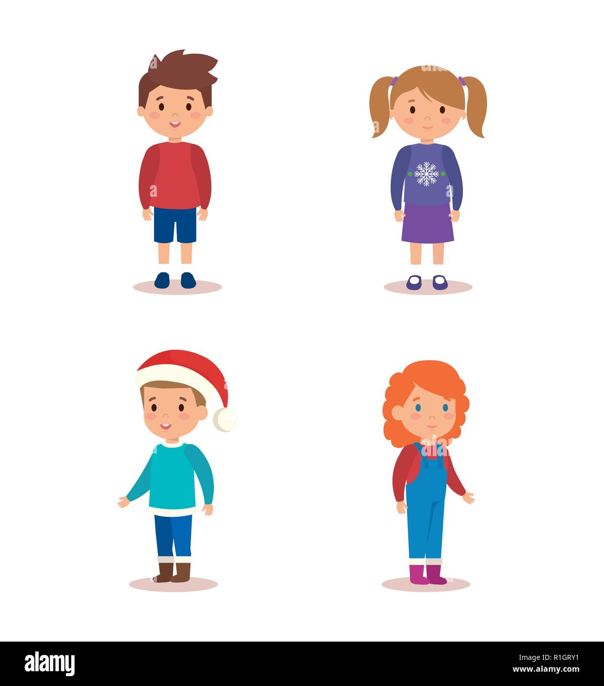 little kids with winter clothes Stock Vector Image & Art - Alamy