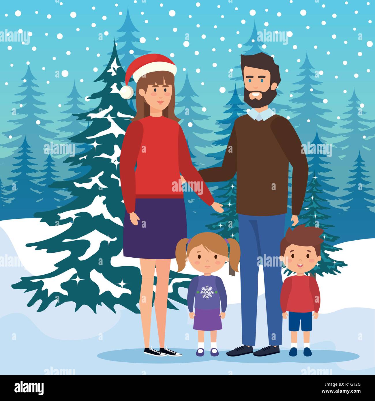 family members in the snowscape Stock Vector Image & Art - Alamy