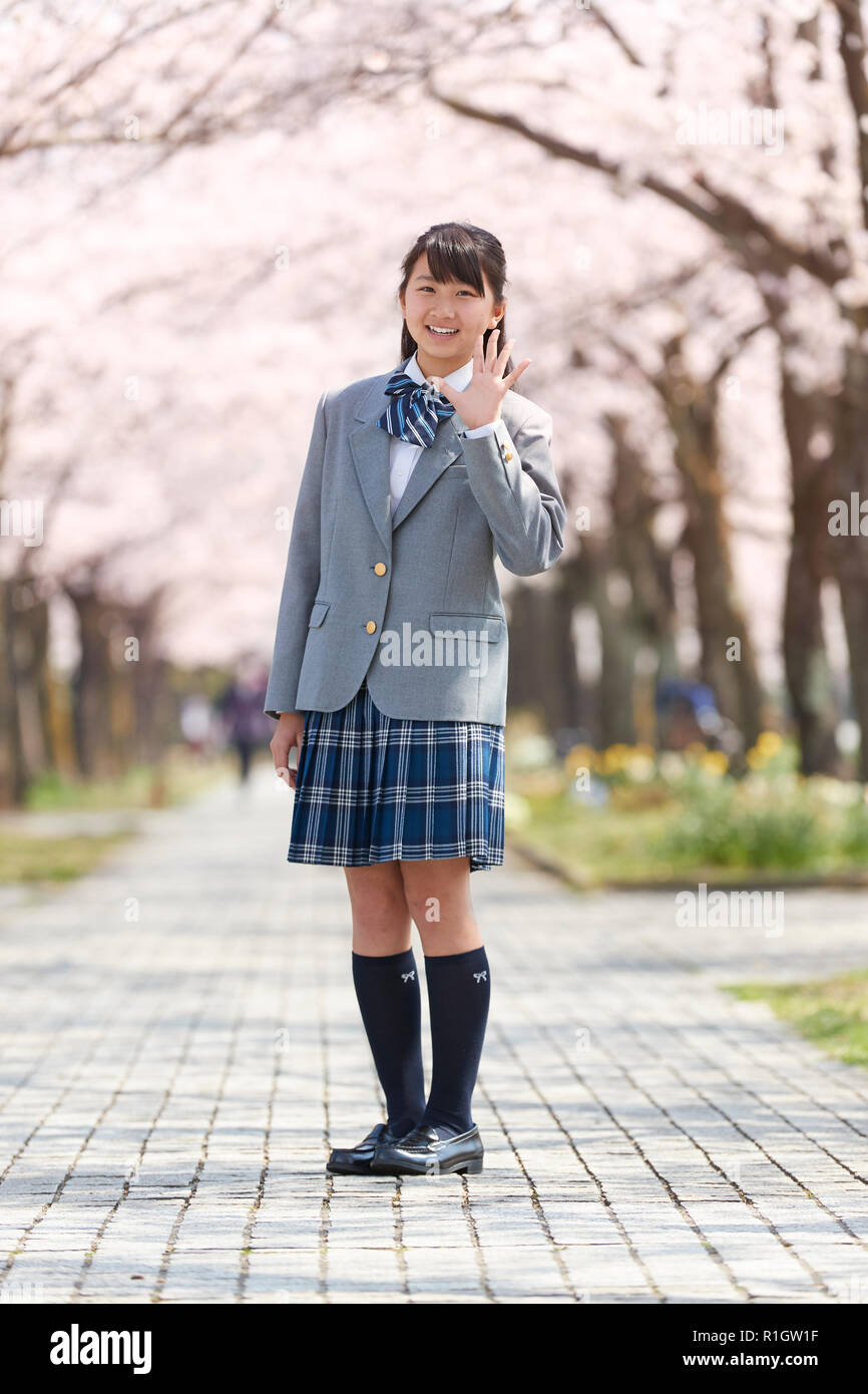 winter Assumptions, assumptions. Guess Light Japanese junior-high schoolgirl in uniform Stock Photo - Alamy