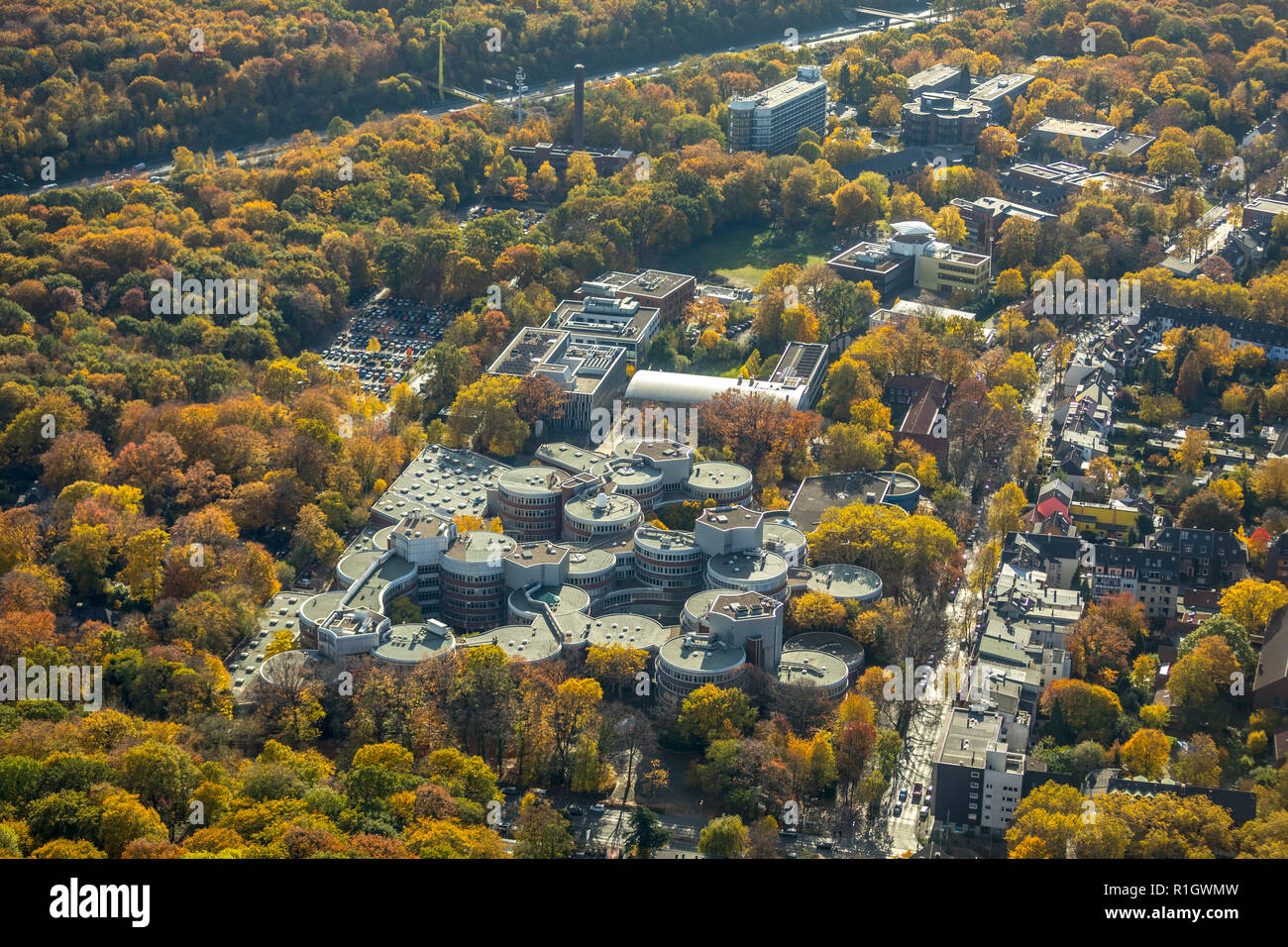 Aerial View, University of Duisburg-Essen - AG Horn-von Hoegen, University of Duisburg-Essen Physics of Transport and Traffic, ZBT GmbH Center for Fue Stock Photo