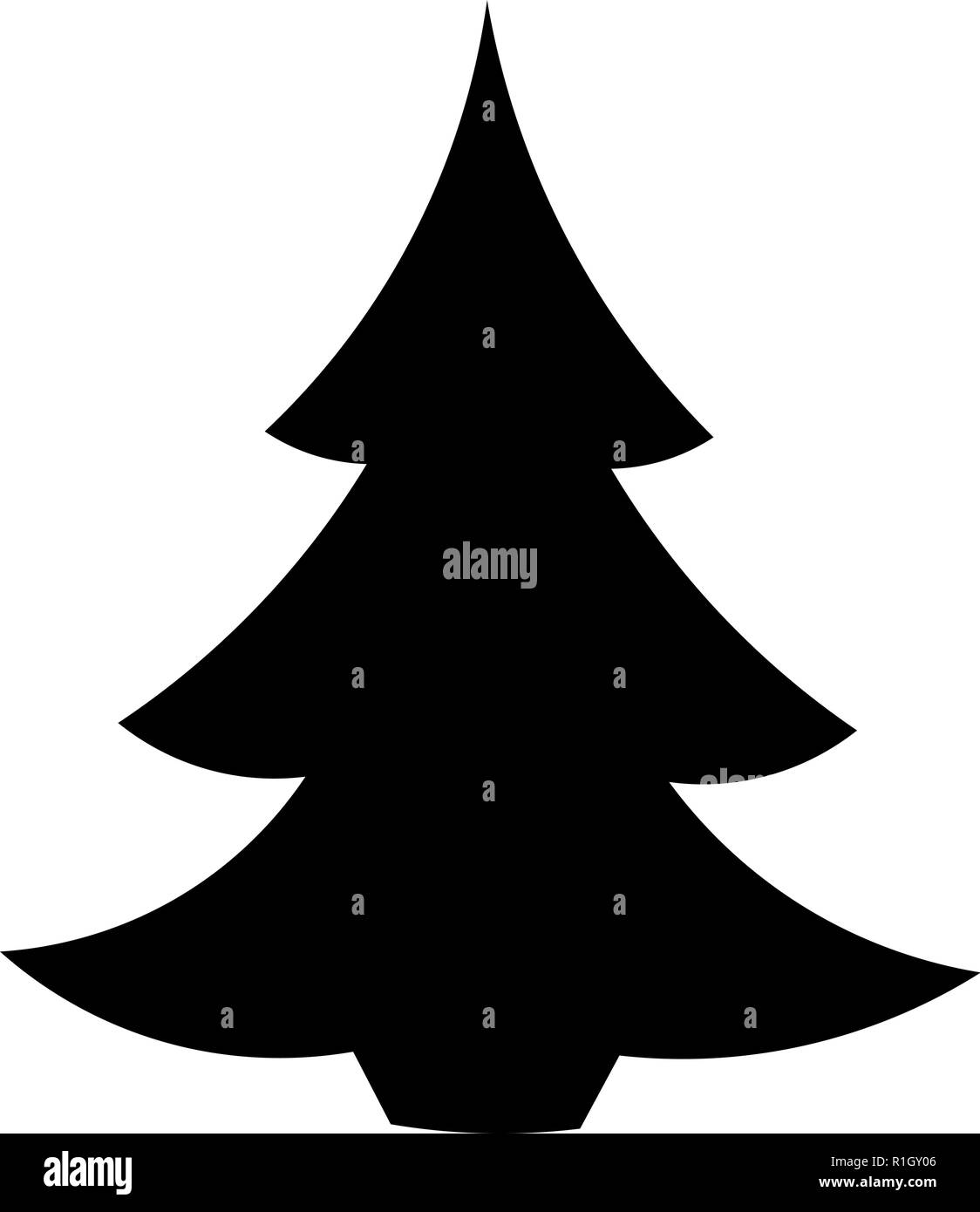 Christmas tree black icon. vector tree silhouette isolated On white background. Stock Vector