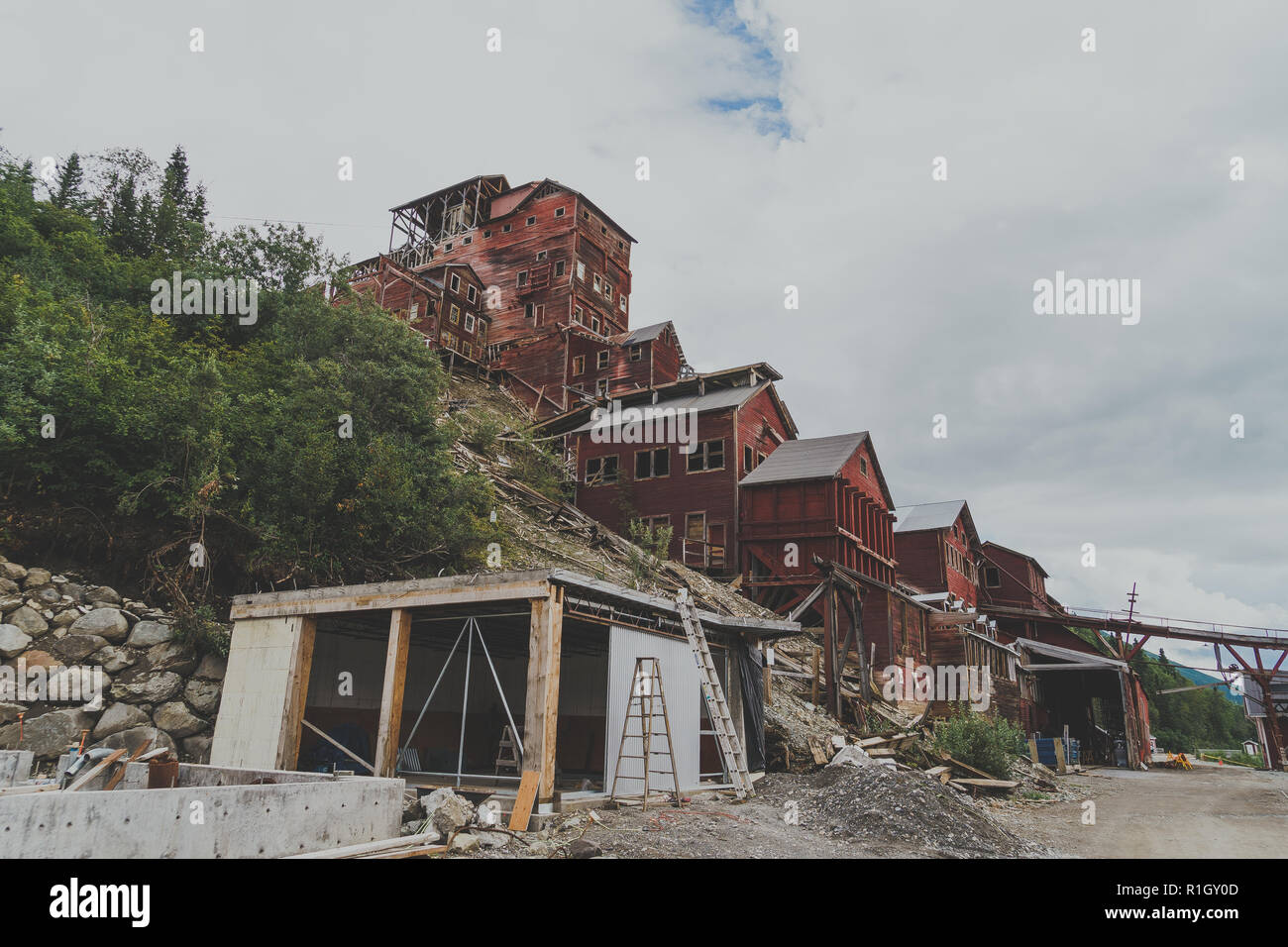 Abandoned ruins of the copper mine in Alaska Wrangell-St. Elias ...