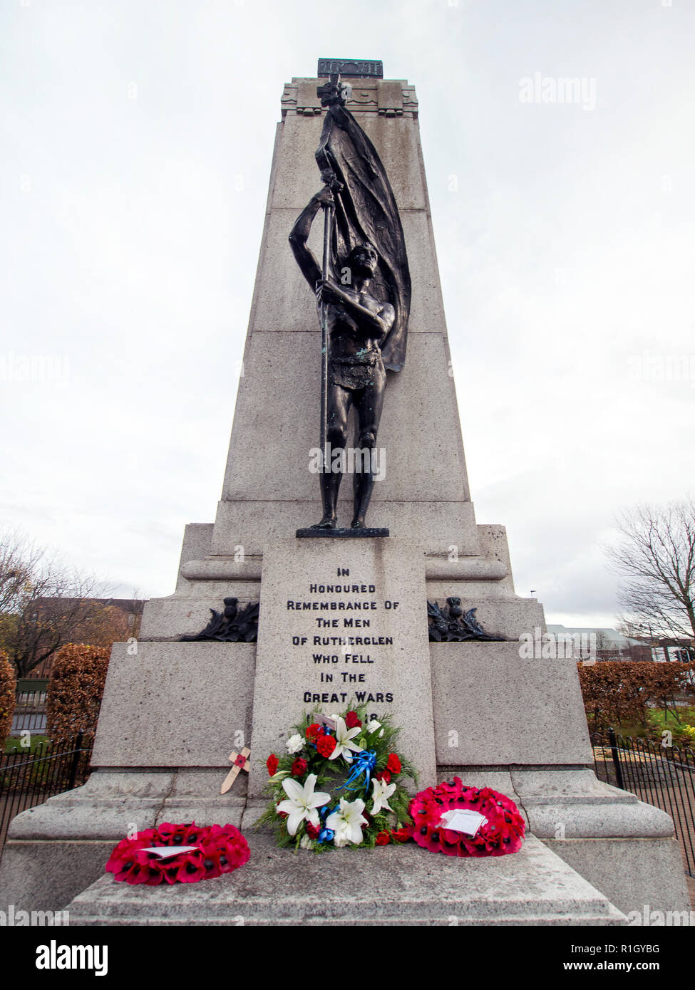 RUTHERGLEN, SCOTLAND - NOVEMBER 2nd 2018: A close up of the Rutherglen Cenotaph. Stock Photo