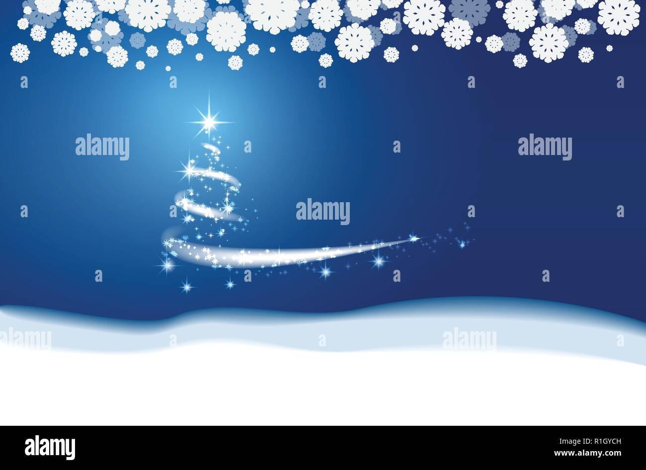 Christmas Blue background. Blizzard. Stars and snow Stock Vector Image ...