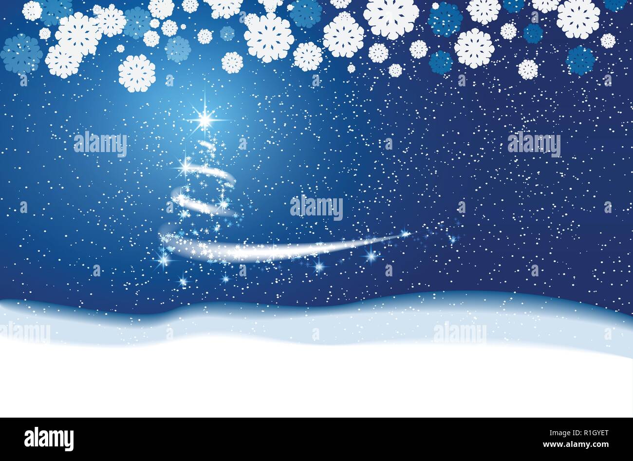 Christmas Blue background. Blizzard. Stars and snow Stock Vector Image ...