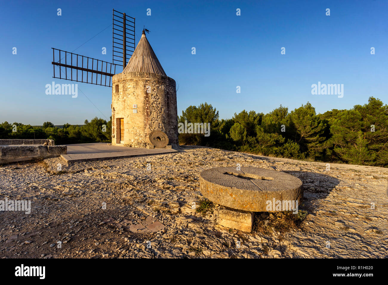 windmill of Daudet,  Fontvieille, Provence-Alpes-Cote d'Azur, Provence, France Stock Photo
