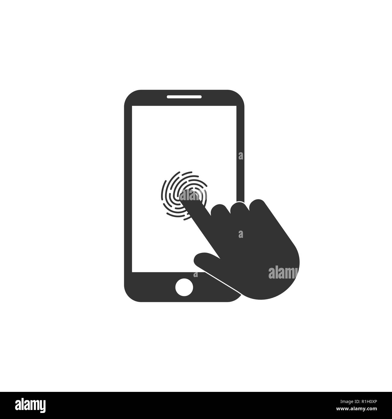Smartphone touch icon. Fingerprint icon. Vector illustration flat Stock Vector