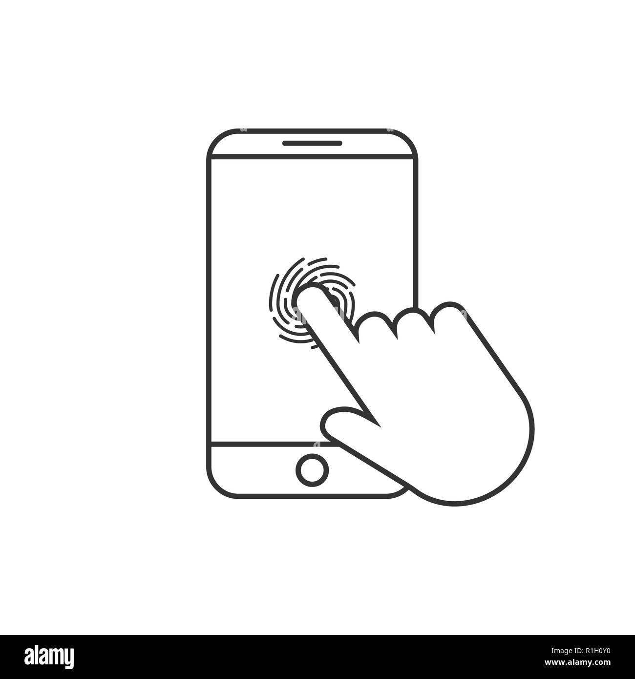 Smartphone touch icon. Fingerprint icon. Vector illustration flat Stock Vector