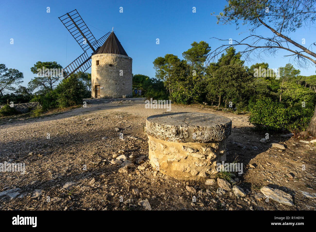 LE MOULIN TISSOT-AVON, near windmill of Alphonse Daudet,  Fontvieille, Provence-Alpes-Cote d'Azur, Provence, France Stock Photo