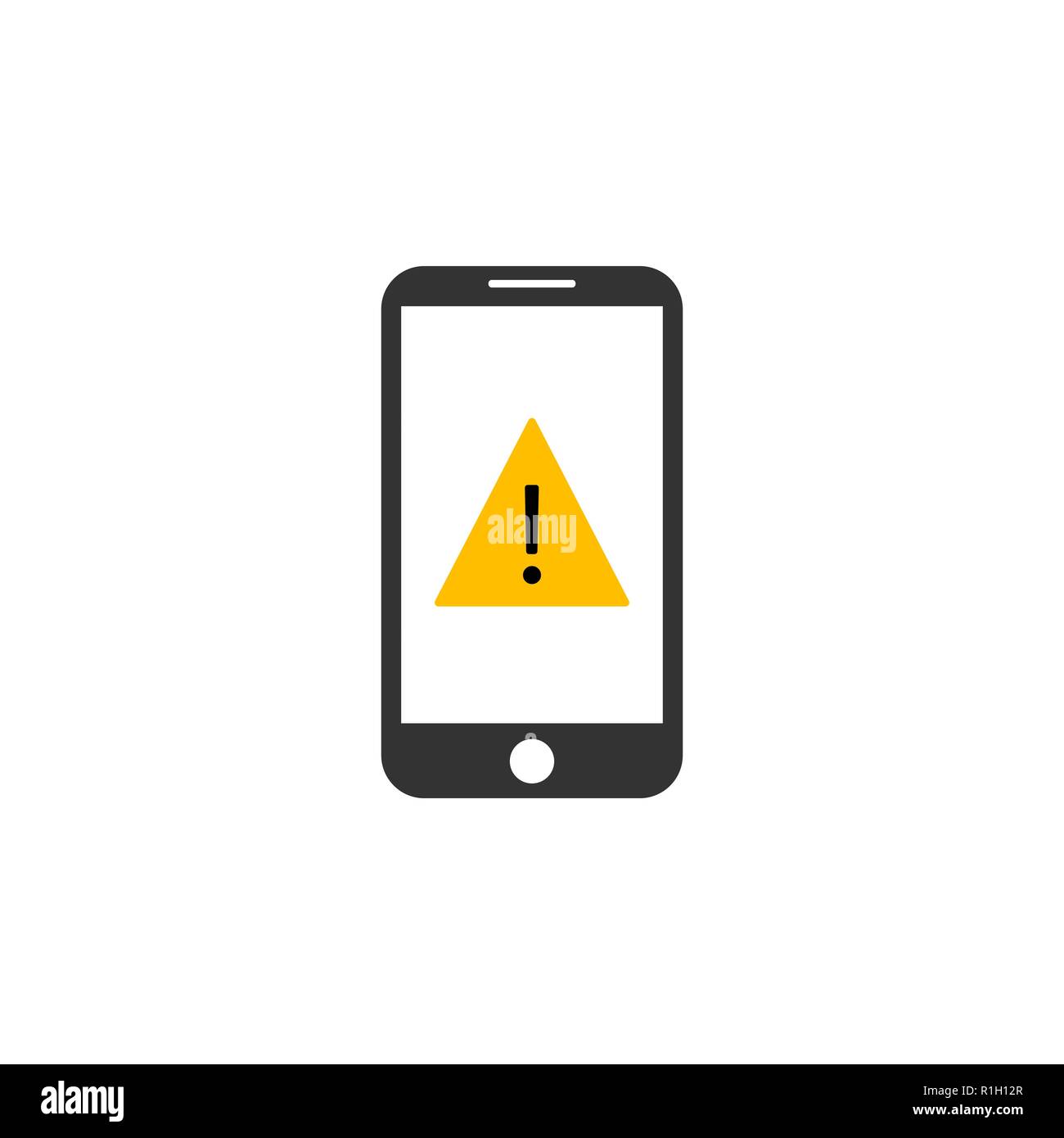 Mobile phone warning sign. Vector illustration, flat Stock Vector Image