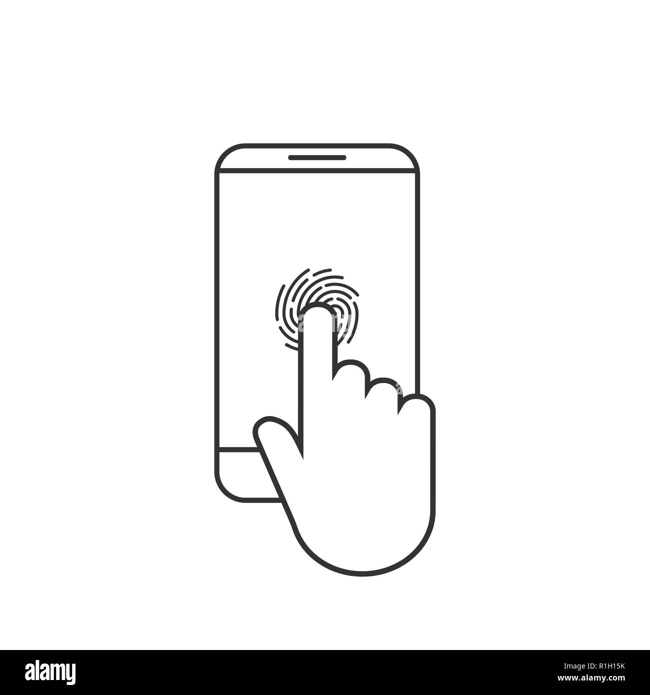Smartphone touch icon. Fingerprint icon. Vector illustration flat Stock Vector
