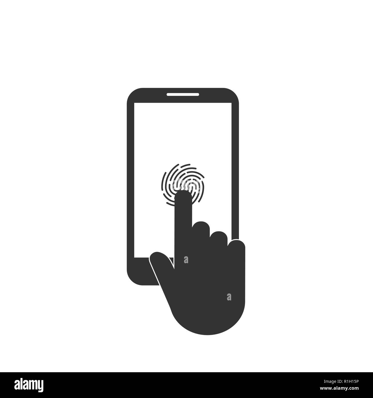 Smartphone touch icon. Fingerprint icon. Vector illustration flat Stock Vector