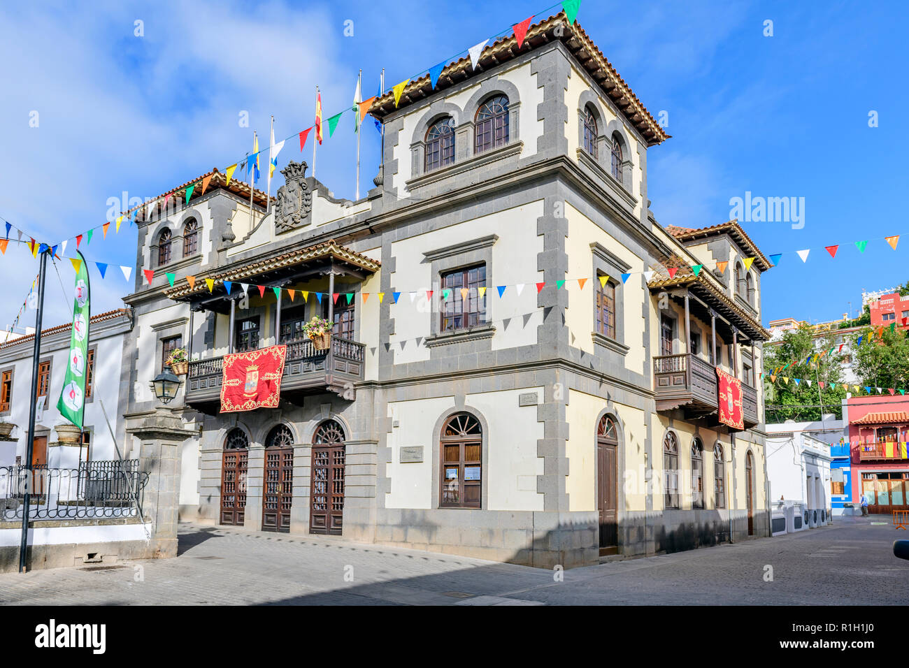 The town or city hall, Teror Gran Canaria Canary Islands Stock Photo