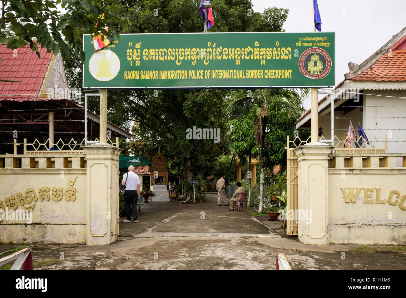Vietnam Cambodian immigration police International Border Checkpoint on  Mekong River crossing. Kaam Samnor, Cambodia, southeast Asia Stock Photo -  Alamy