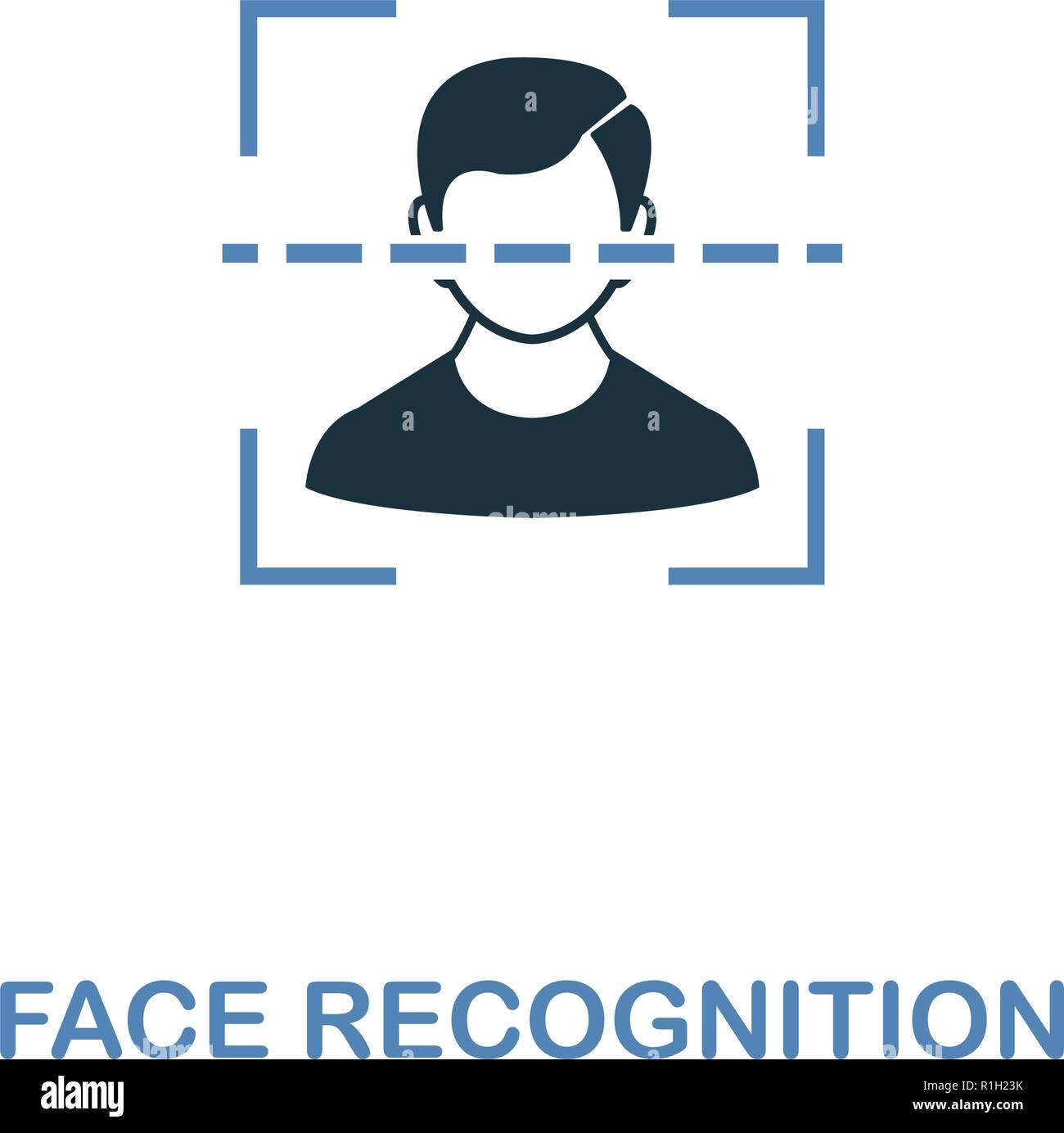 Face Recognition icon in two colors. Premium design from internet security icons collection. Pixel perfect simple pictogram face recognition icon for  Stock Vector