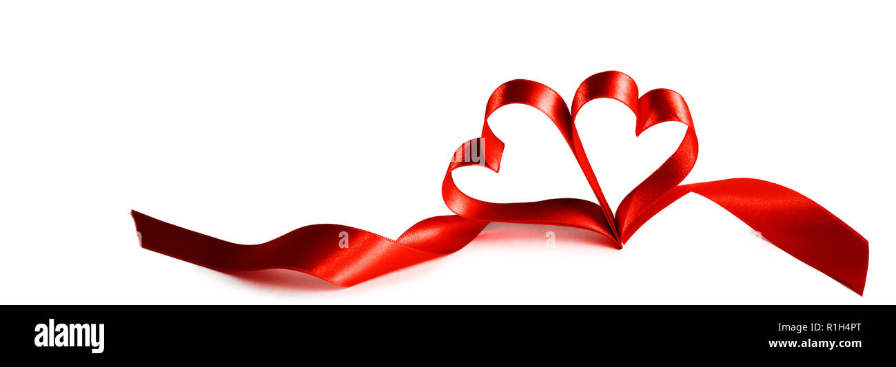 Two ribbon hearts isolated on white background Stock Photo - Alamy