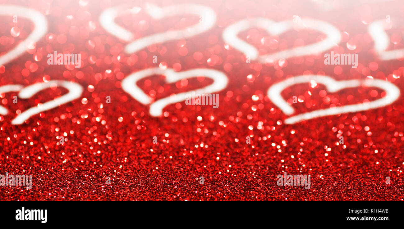Red glitter background with hearts, valentines day design Stock Photo ...