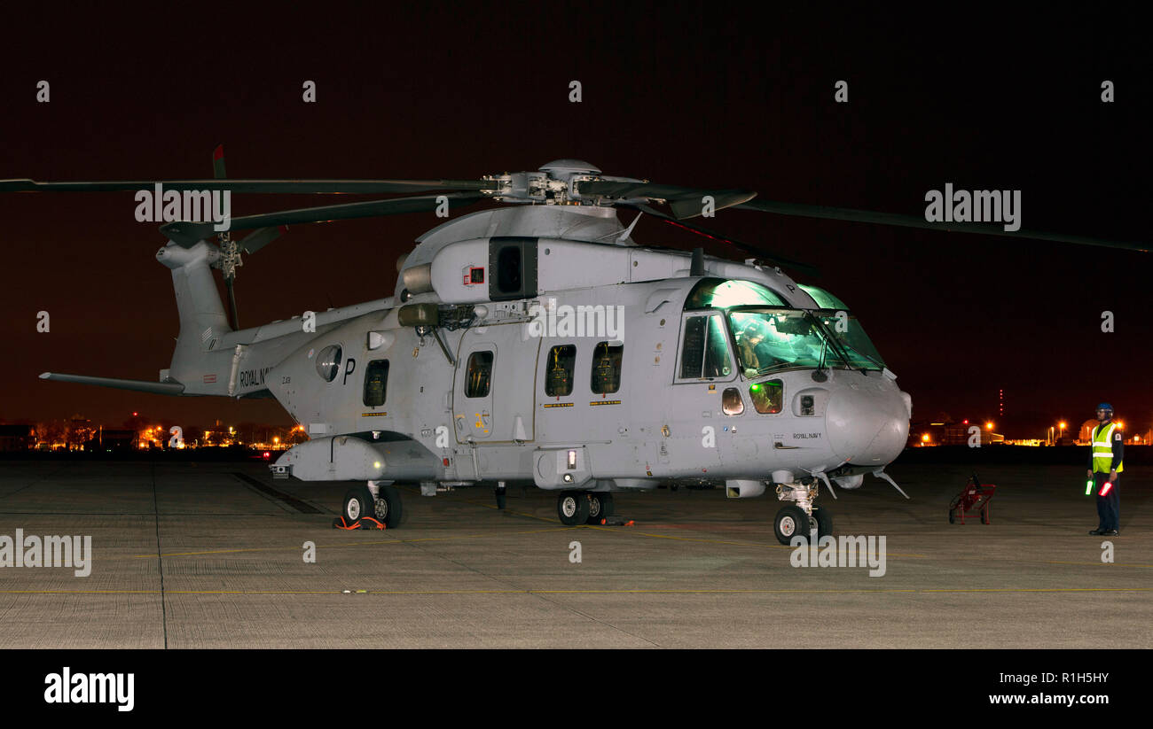 Royal Navy Merlin MK4 Commando Helicopter Stock Photo Alamy