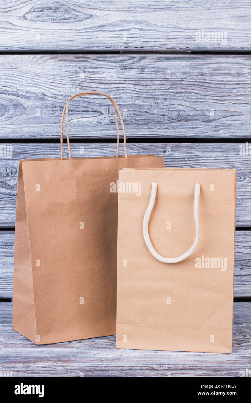 Blank kraft paper shopping bags Stock Photo Alamy