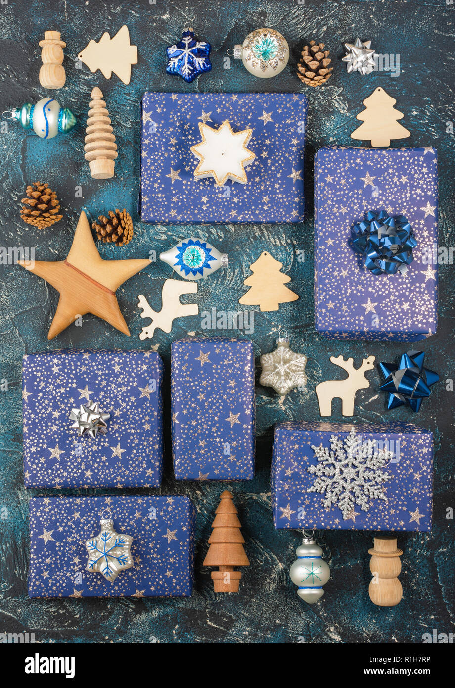 blue and silver wrapping paper