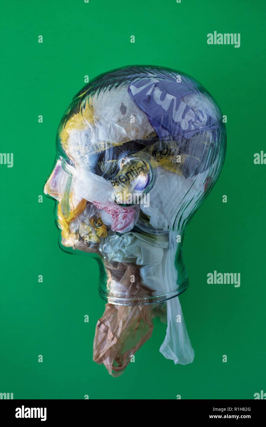 Conceptual: plastic bags, plastic waste or pollution. Stock Photo