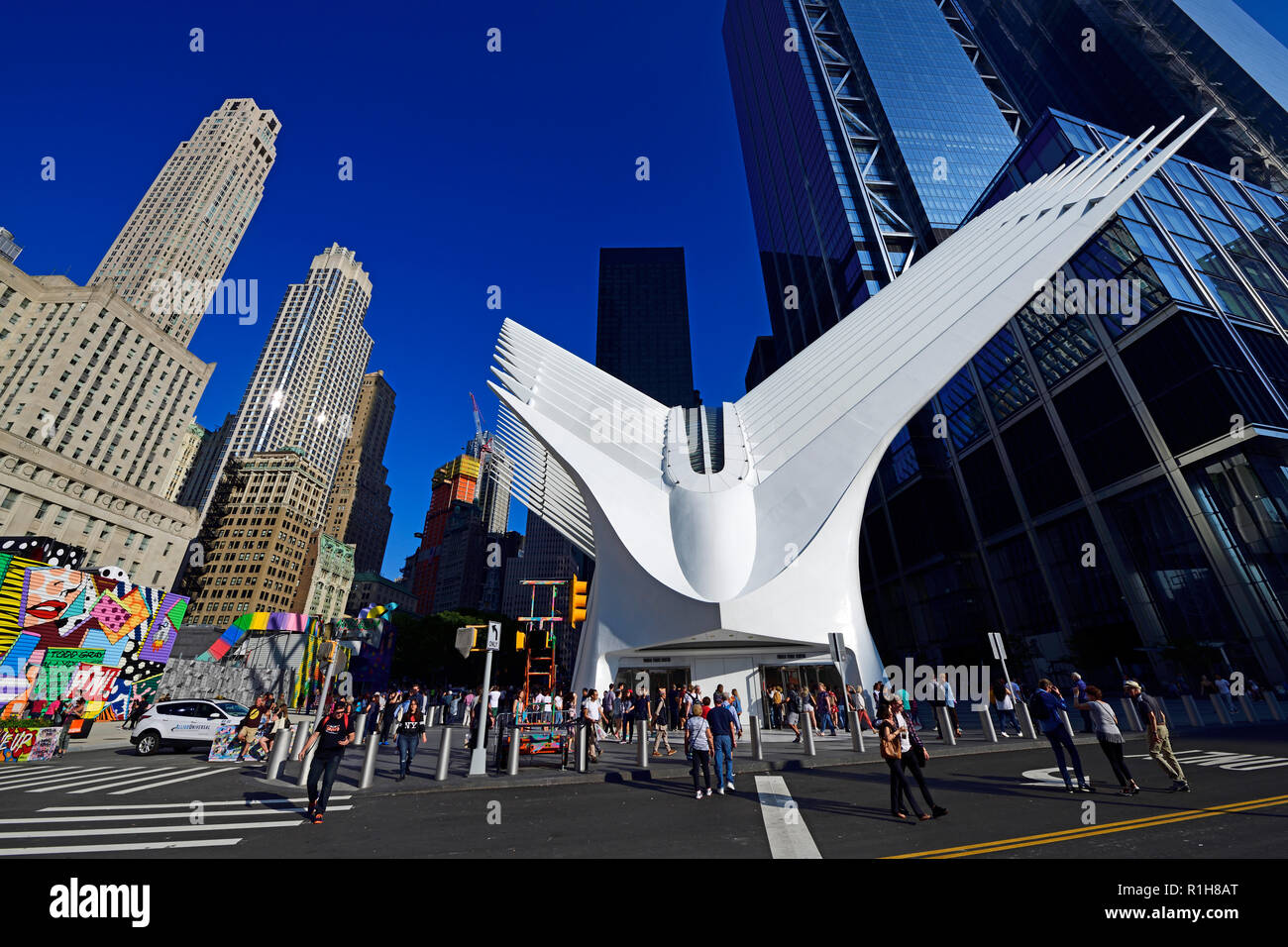 Oculus, subway station, World Trade Center Transportation Hub, architect Santiago Calatrava, Ground Zero, Manhattan, New York Stock Photo